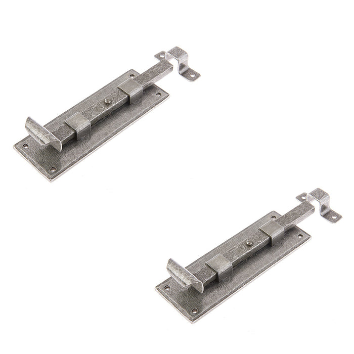 PACK Durable 152mm Pewter Straight Bolts Enhanced Security Door Bolt Lock (1)