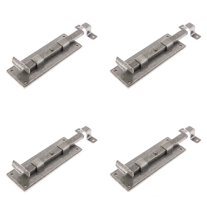 PACK Durable 152mm Pewter Straight Bolts Enhanced Security Door Bolt Lock