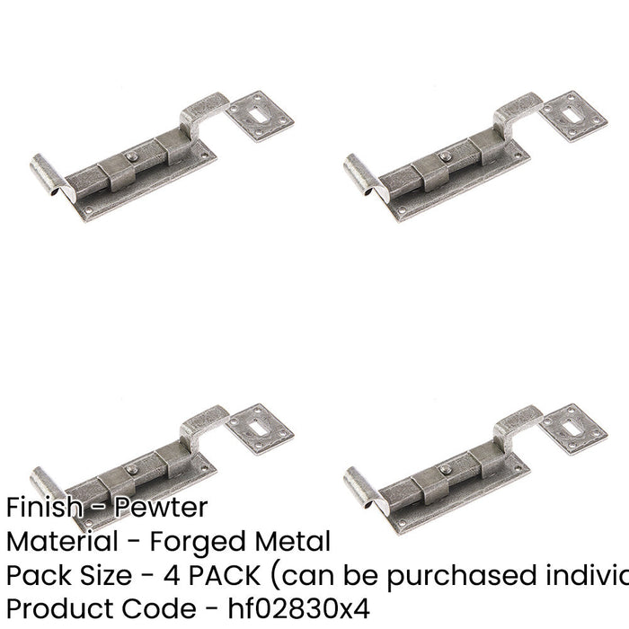PACK High-Quality 102mm Pewter Necked Bolts Security Door Bolt Lock-1