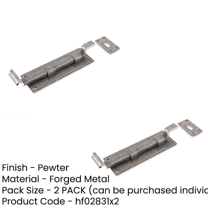 PACK 152mm Pewter Necked Bolts Secure Installations Door Bolt Lock (1)-1