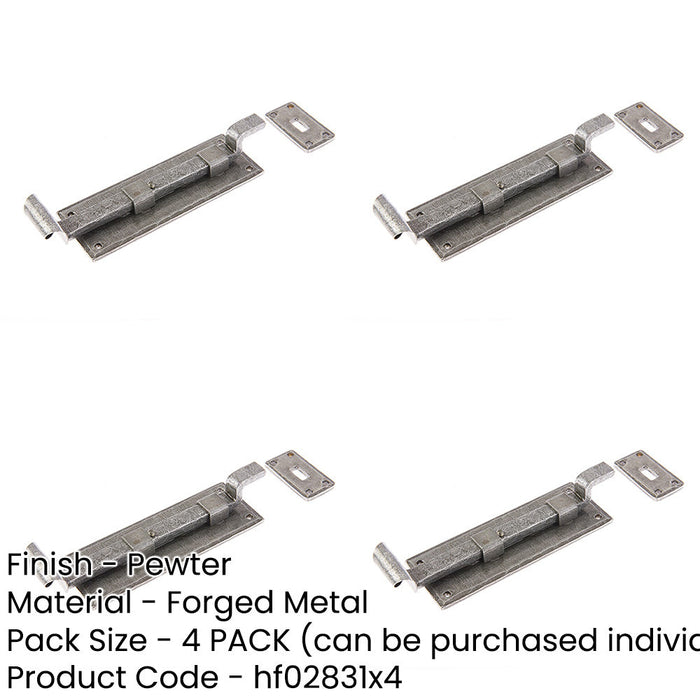 PACK 152mm Pewter Necked Bolts Secure Installations Door Bolt Lock-1