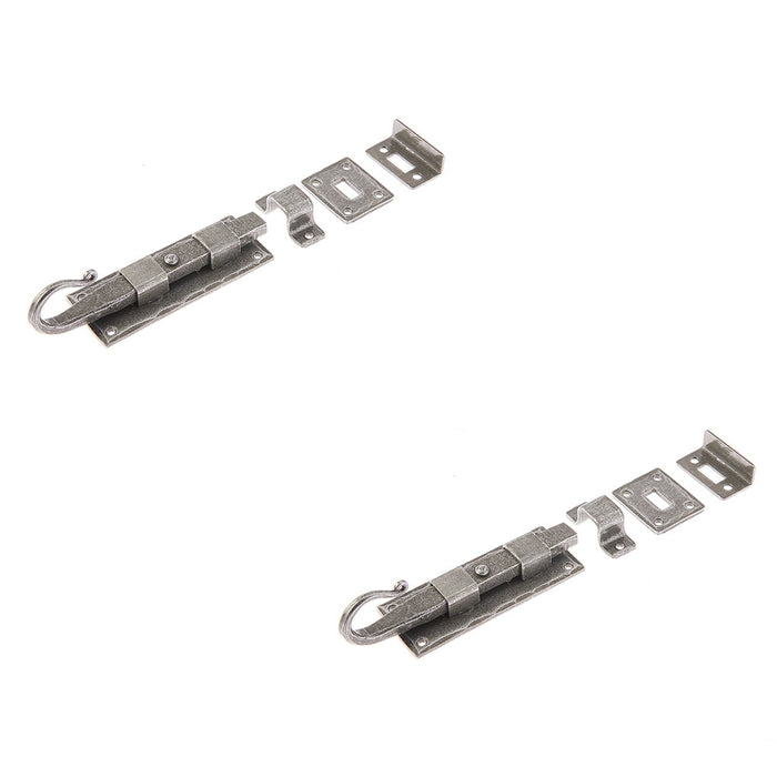 PACK Durable 102mm Pewter Shepherds Crook Straight Bolts Secure Doors Door Bolt Lock (1)