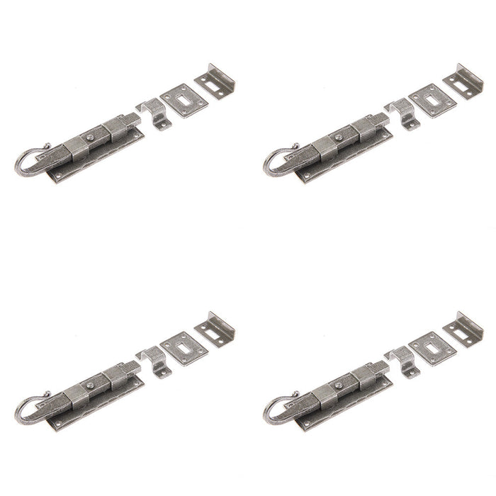 PACK Durable 102mm Pewter Shepherds Crook Straight Bolts Secure Doors Door Bolt Lock