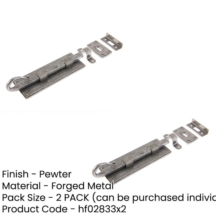 PACK Durable Shepherds Crook Straight Bolts 152mm Pewter Finish Door Bolt Lock (1)-1