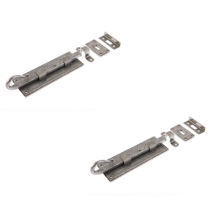 PACK Durable Shepherds Crook Straight Bolts 152mm Pewter Finish Door Bolt Lock (1)