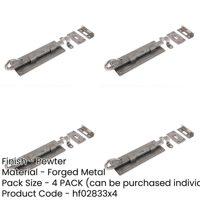 PACK Durable Shepherds Crook Straight Bolts 152mm Pewter Finish Door Bolt Lock-1