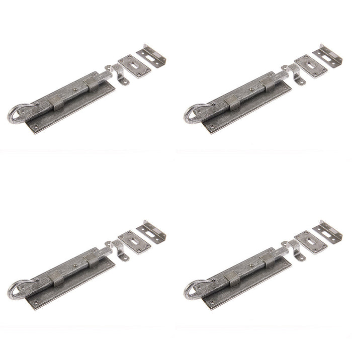 PACK Durable Shepherds Crook Straight Bolts 152mm Pewter Finish Door Bolt Lock
