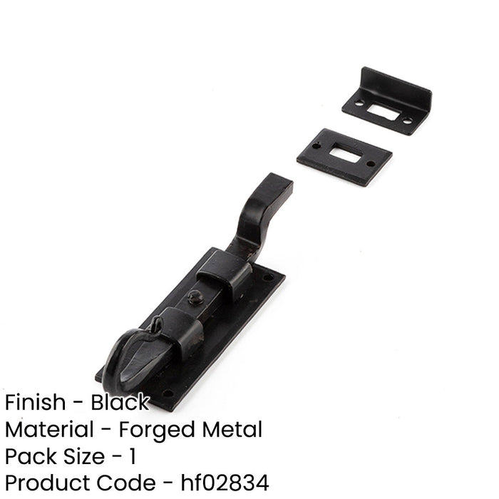 Durable 102mm Black Shepherds Crook Necked Bolts Secure Doors Door Bolt Lock-1
