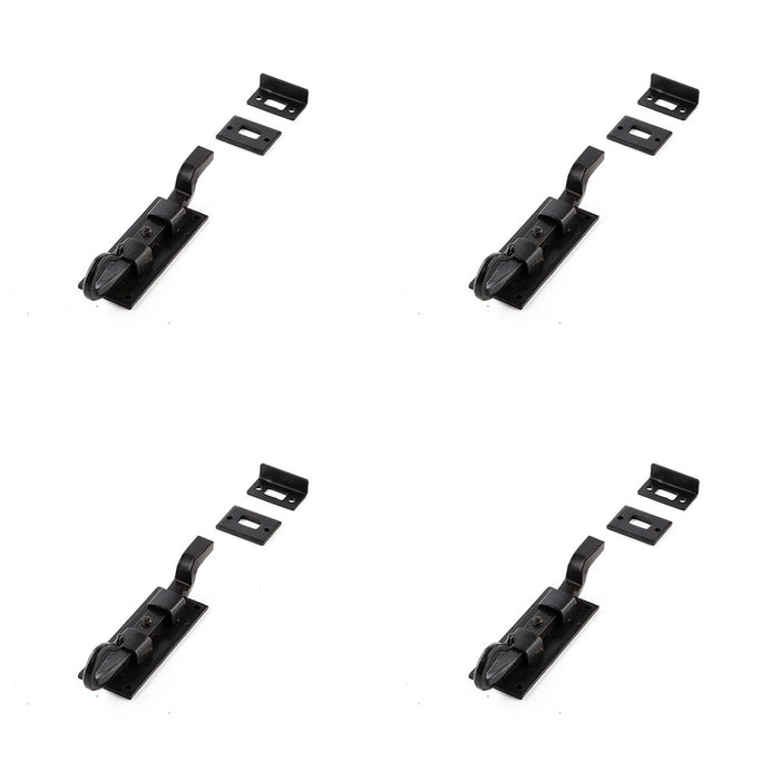 PACK Durable 102mm Black Shepherds Crook Necked Bolts Secure Doors Door Bolt Lock
