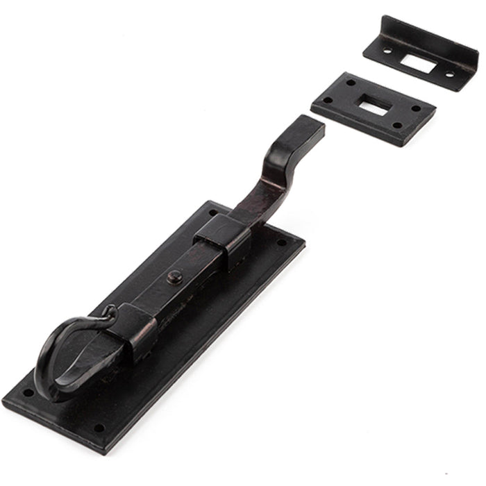 Durable Shepherds Crook Necked Bolts 152mm Black Secure Door Hardware Door Bolt Lock