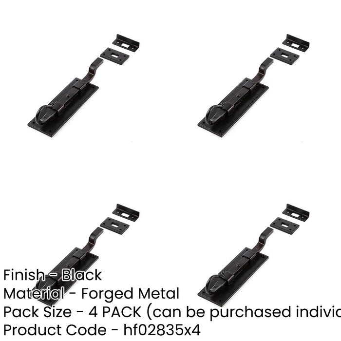 PACK Durable Shepherds Crook Necked Bolts 152mm Black Secure Door Hardware Door Bolt Lock-1
