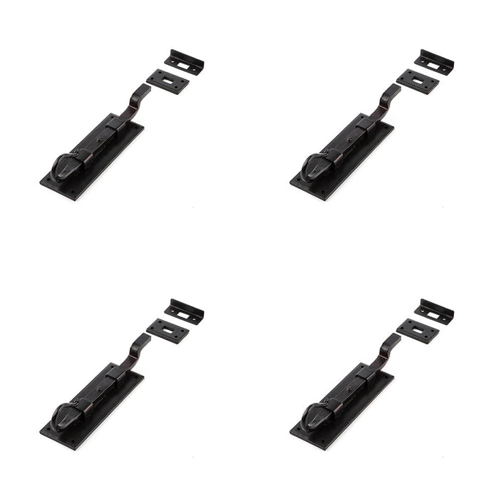 PACK Durable Shepherds Crook Necked Bolts 152mm Black Secure Door Hardware Door Bolt Lock