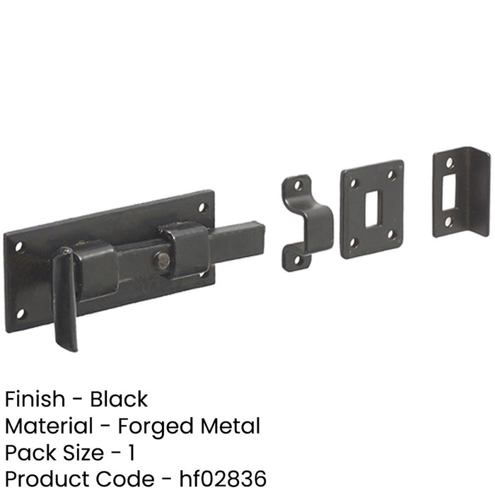 High-Quality 102mm Black Straight Bolts Enhanced Door Security Door Bolt Lock-1