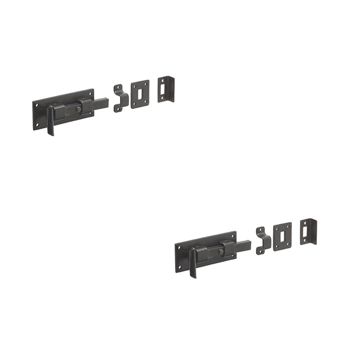 PACK High-Quality 102mm Black Straight Bolts Enhanced Door Security Door Bolt Lock (1)