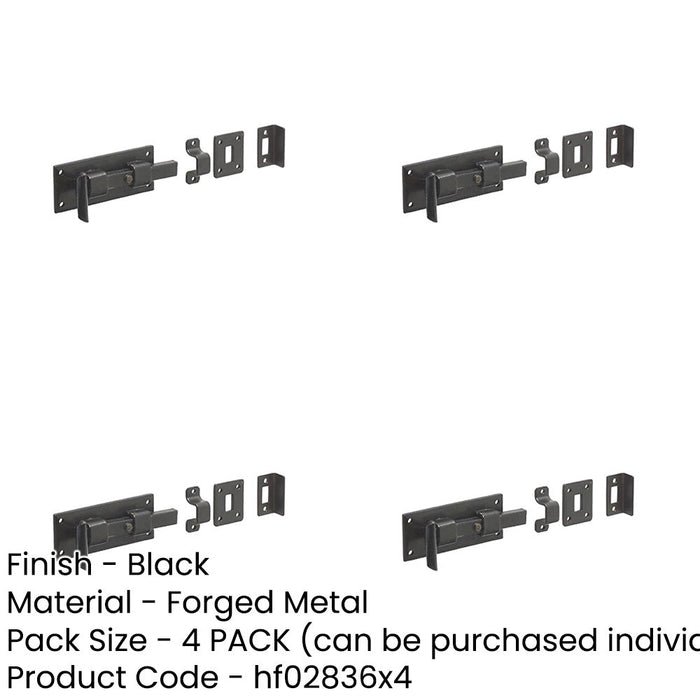 PACK High-Quality 102mm Black Straight Bolts Enhanced Door Security Door Bolt Lock-1