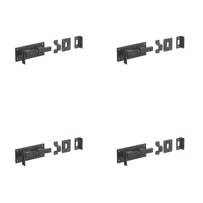 PACK High-Quality 102mm Black Straight Bolts Enhanced Door Security Door Bolt Lock