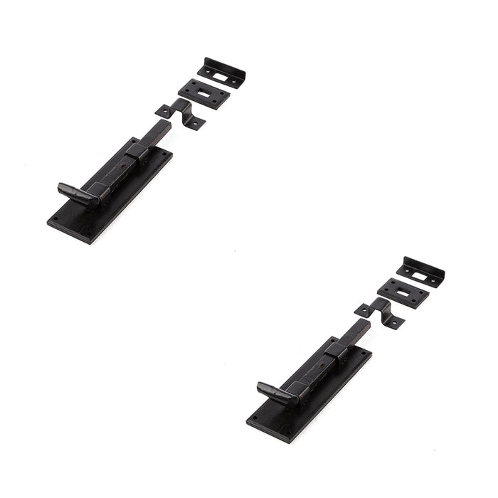 PACK Durable 152mm Black Straight Bolts Enhanced Security Door Bolt Lock (1)
