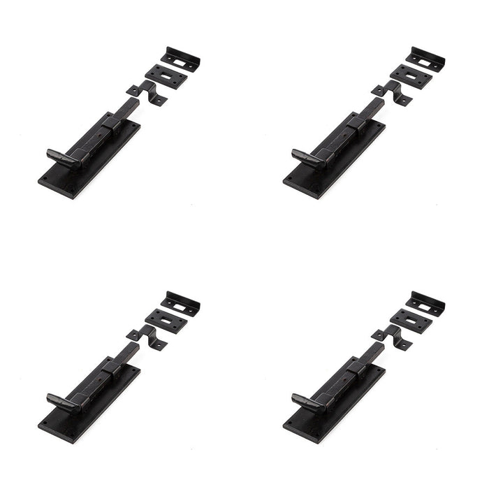PACK Durable 152mm Black Straight Bolts Enhanced Security Door Bolt Lock