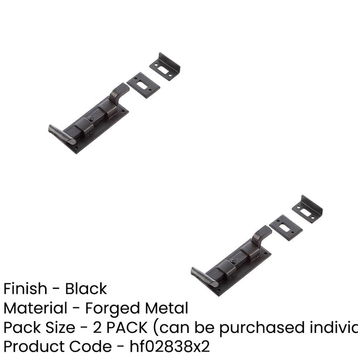 PACK High-Quality 102mm Black Necked Bolts Enhanced Security Door Bolt Lock (1)-1