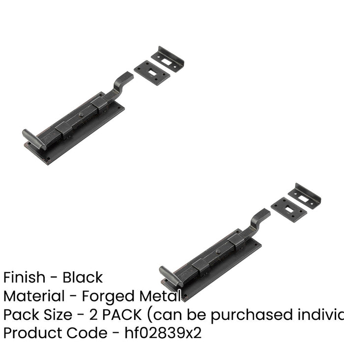 PACK High-Quality 152mm Black Necked Bolts Enhanced Security Door Bolt Lock (1)-1