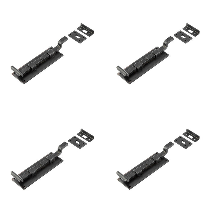 PACK High-Quality 152mm Black Necked Bolts Enhanced Security Door Bolt Lock