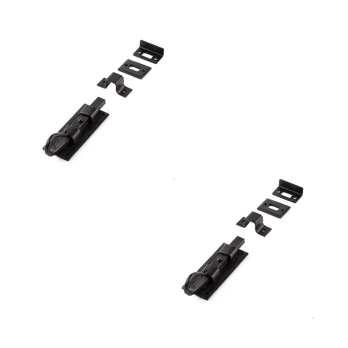 PACK Durable Shepherds Crook Straight Bolts 102mm Black Finish Door Bolt Lock (1)
