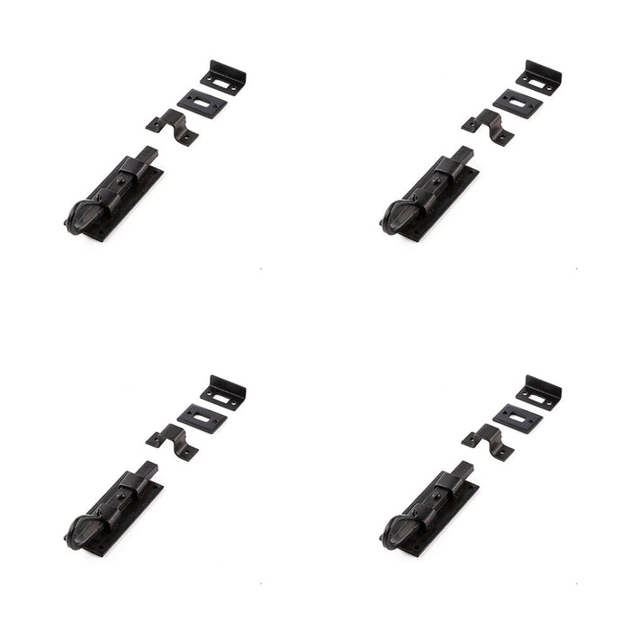 PACK Durable Shepherds Crook Straight Bolts 102mm Black Finish Door Bolt Lock
