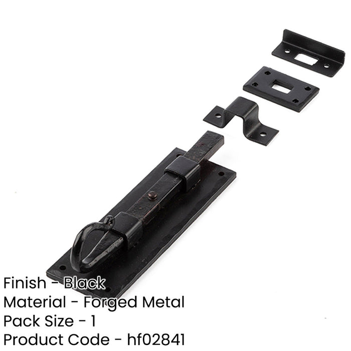 Durable Shepherds Crook Straight Bolts 152mm Black Enhanced Door Security Door Bolt Lock-1