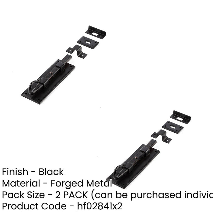 PACK Durable Shepherds Crook Straight Bolts 152mm Black Enhanced Door Security Door Bolt Lock (1)-1