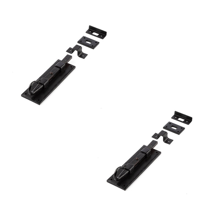 PACK Durable Shepherds Crook Straight Bolts 152mm Black Enhanced Door Security Door Bolt Lock (1)