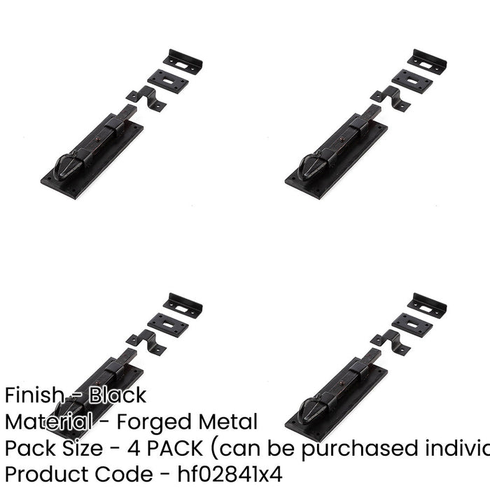 PACK Durable Shepherds Crook Straight Bolts 152mm Black Enhanced Door Security Door Bolt Lock-1