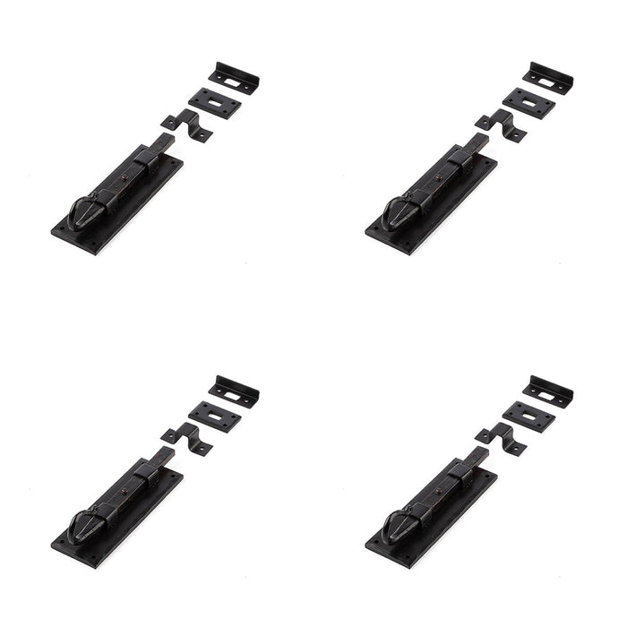 PACK Durable Shepherds Crook Straight Bolts 152mm Black Enhanced Door Security Door Bolt Lock