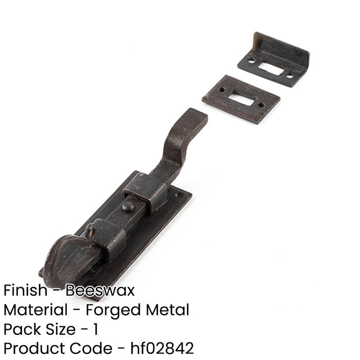 Premium Shepherds Crook Necked Bolts 102mm Beeswax Finish Door Bolt Lock-1