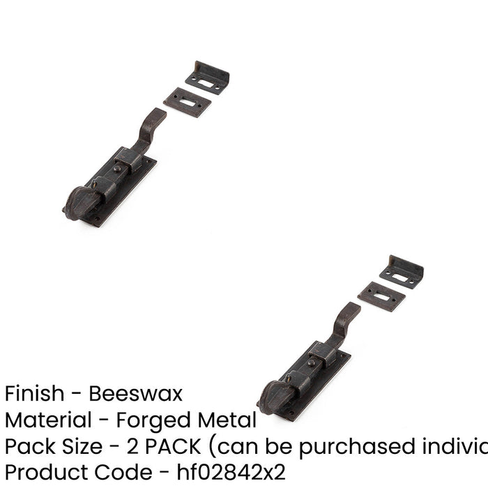 PACK Premium Shepherds Crook Necked Bolts 102mm Beeswax Finish Door Bolt Lock (1)-1