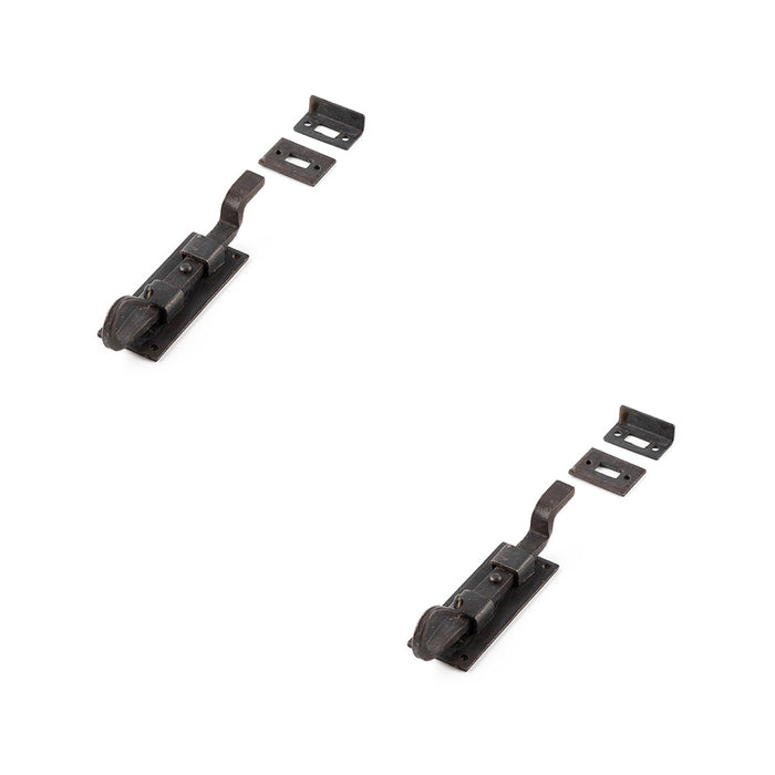 PACK Premium Shepherds Crook Necked Bolts 102mm Beeswax Finish Door Bolt Lock (1)