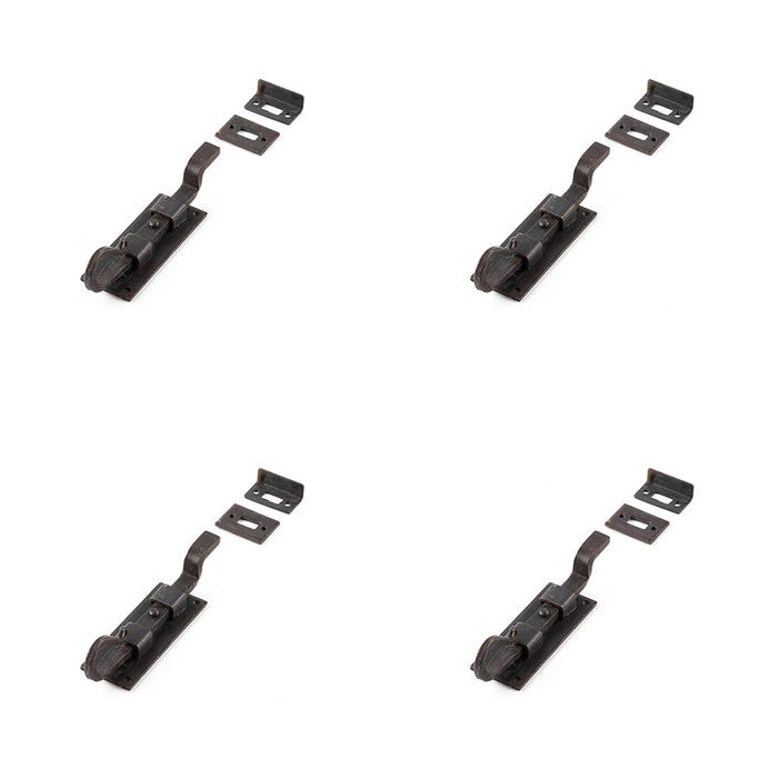 PACK Premium Shepherds Crook Necked Bolts 102mm Beeswax Finish Door Bolt Lock