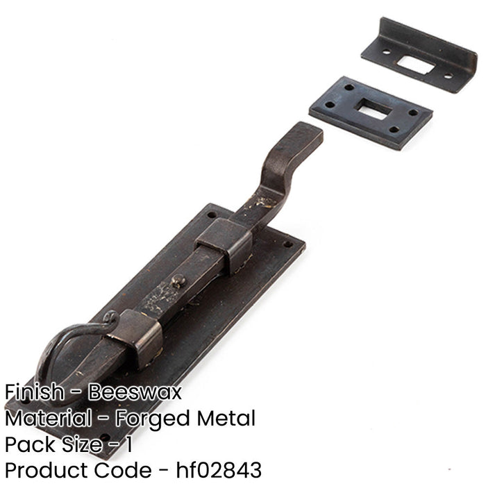 Durable Shepherds Crook Necked Bolts 152mm Beeswax Finish Security Door Bolt Lock-1