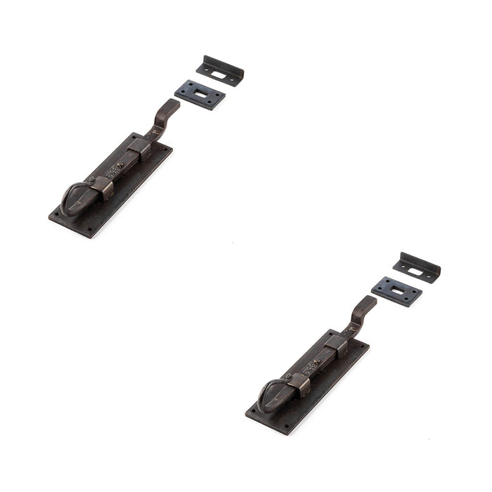 PACK Durable Shepherds Crook Necked Bolts 152mm Beeswax Finish Security Door Bolt Lock (1)