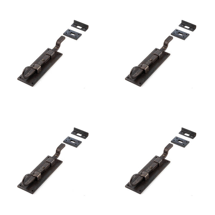 PACK Durable Shepherds Crook Necked Bolts 152mm Beeswax Finish Security Door Bolt Lock