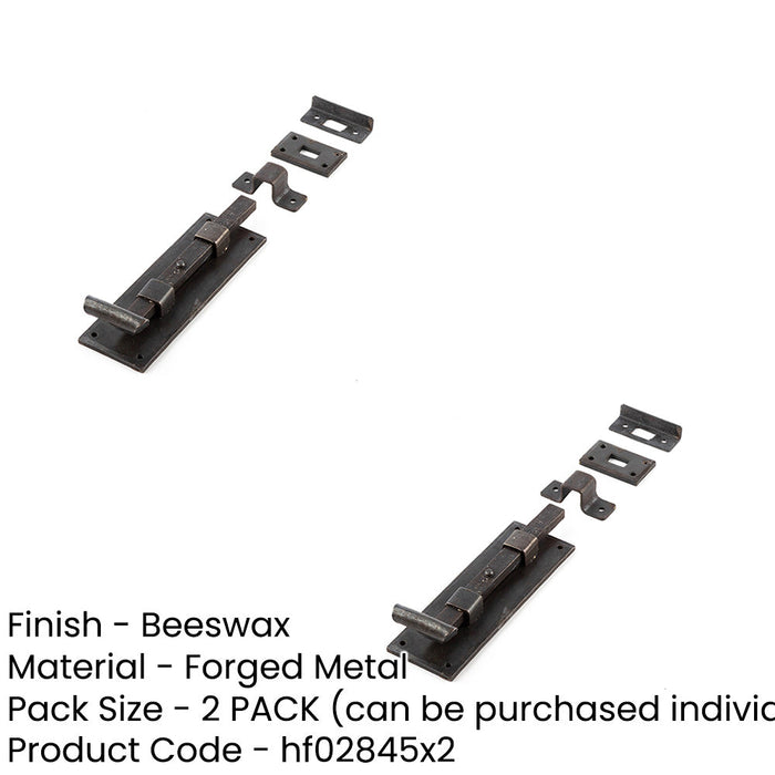 PACK Beeswax Finished 152mm Straight Bolts Enhanced Door Security Door Bolt Lock (1)-1