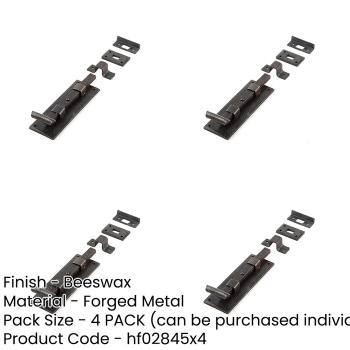 PACK Beeswax Finished 152mm Straight Bolts Enhanced Door Security Door Bolt Lock-1