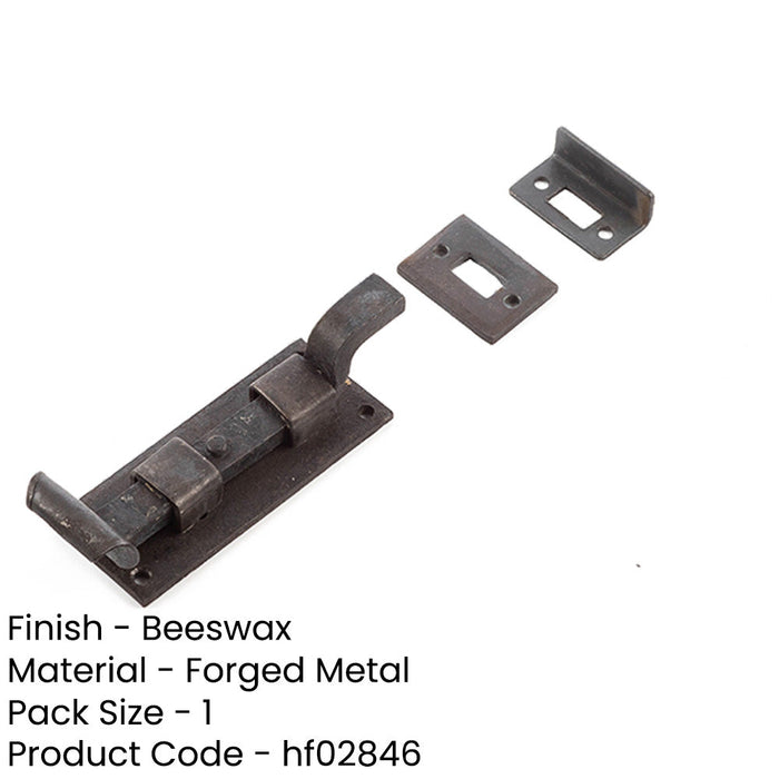 High-Quality 102mm Necked Bolts Beeswax Finish Enhanced Security Door Bolt Lock-1