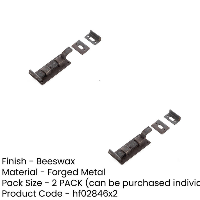 PACK High-Quality 102mm Necked Bolts Beeswax Finish Enhanced Security Door Bolt Lock (1)-1