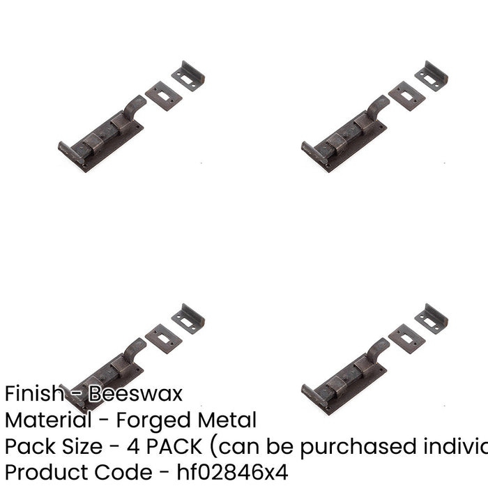 PACK High-Quality 102mm Necked Bolts Beeswax Finish Enhanced Security Door Bolt Lock-1