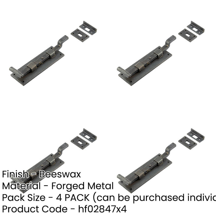 PACK Premium 152mm Beeswax Necked Bolts Enhanced Security Door Bolt Lock-1