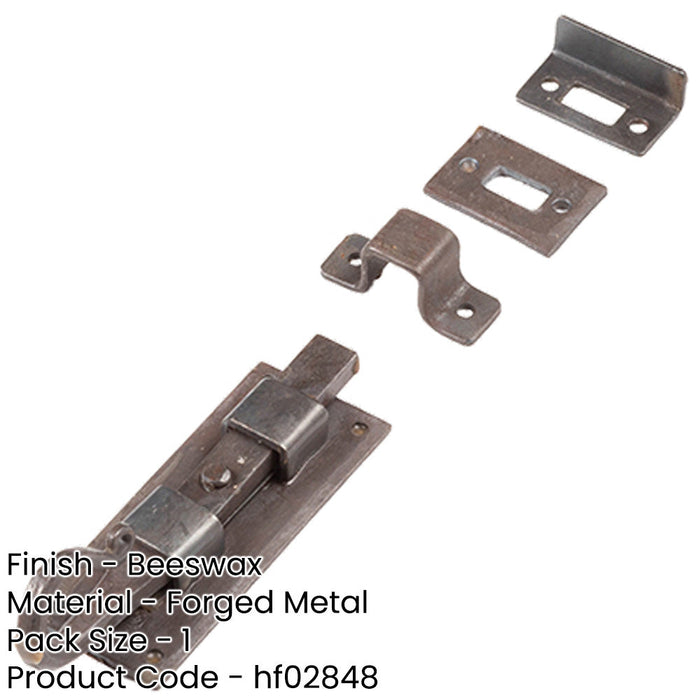 Durable Shepherds Crook Straight Bolts 102mm Beeswax Finish Door Bolt Lock-1