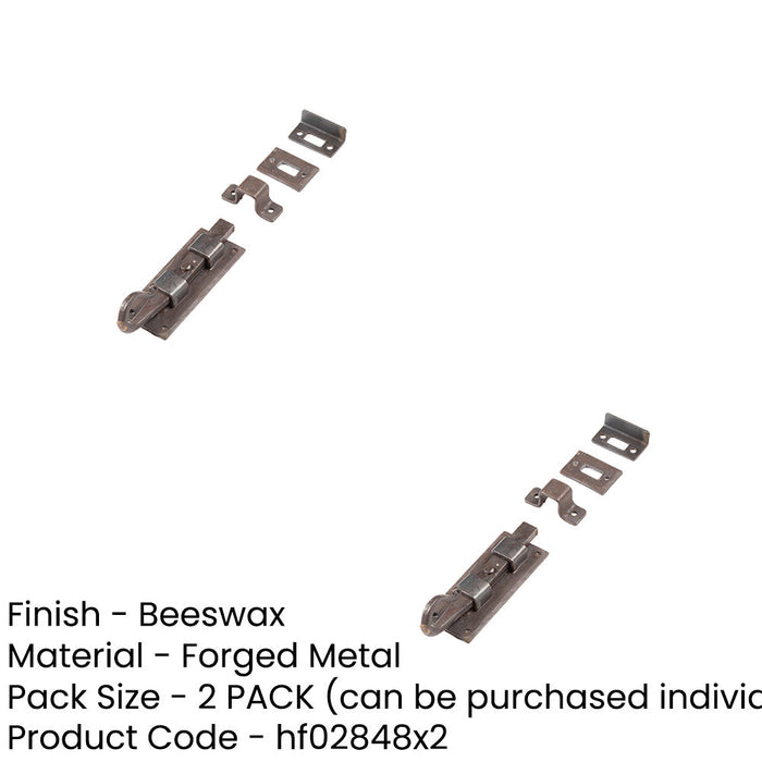 PACK Durable Shepherds Crook Straight Bolts 102mm Beeswax Finish Door Bolt Lock (1)-1