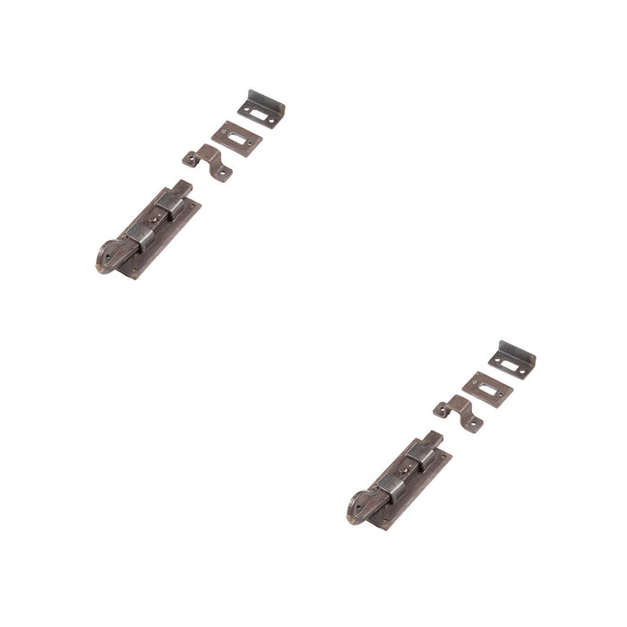 PACK Durable Shepherds Crook Straight Bolts 102mm Beeswax Finish Door Bolt Lock (1)