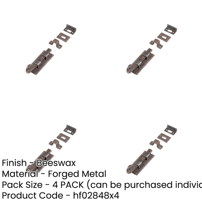 PACK Durable Shepherds Crook Straight Bolts 102mm Beeswax Finish Door Bolt Lock-1