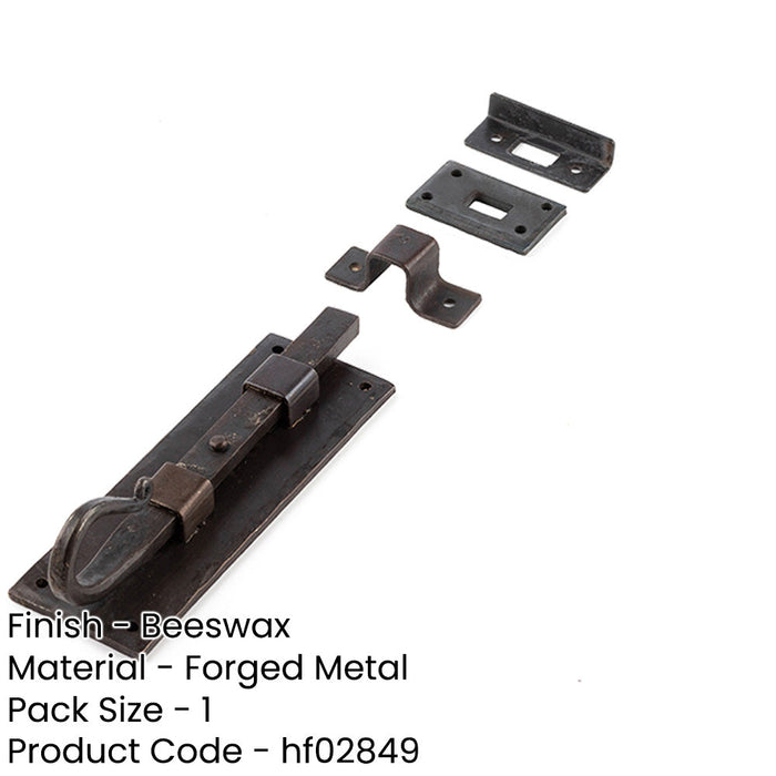 Shepherd's Crook Straight Bolts 152mm Beeswax Finish Secure Doors Door Bolt Lock-1